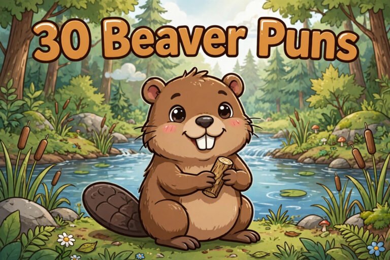 cute cartoon beaver big teeth holding log 30 beaver puns typography river