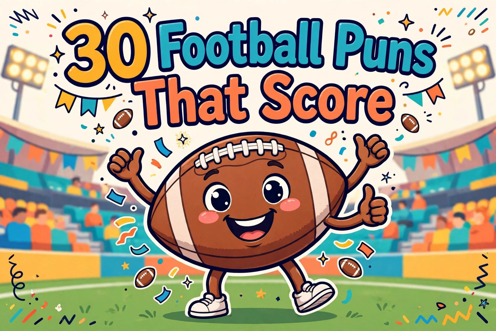 cute cartoon football smiling 30 football puns that score typography