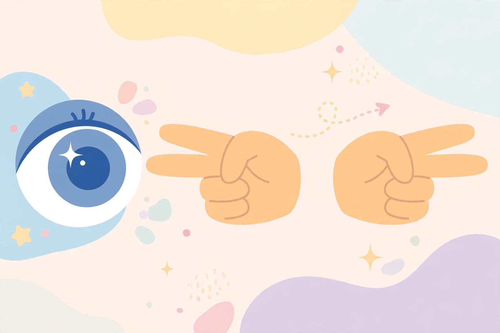 Clock it hand gesture with two fingers pointing at eyes
