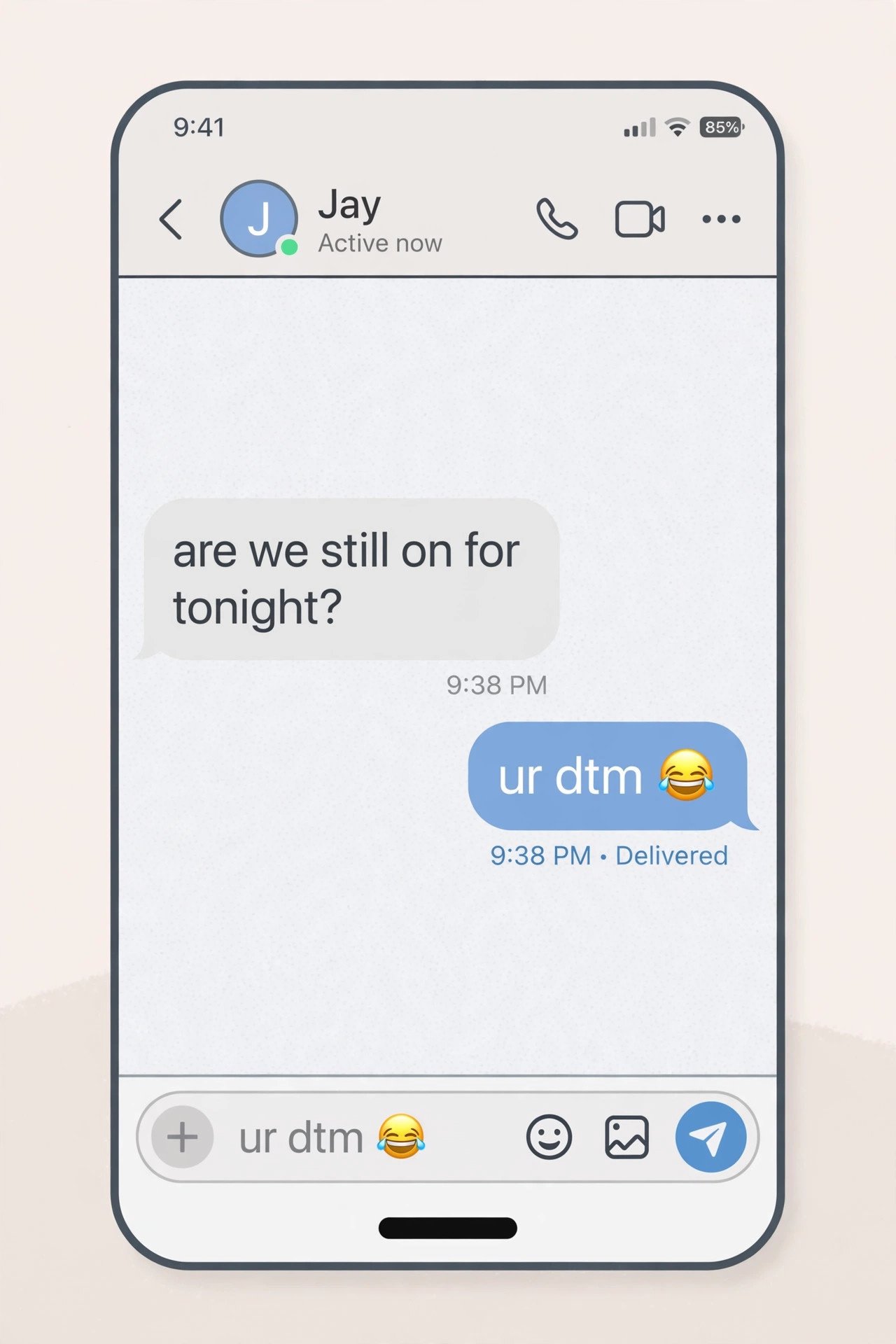 ur dtm text message mockup slang example