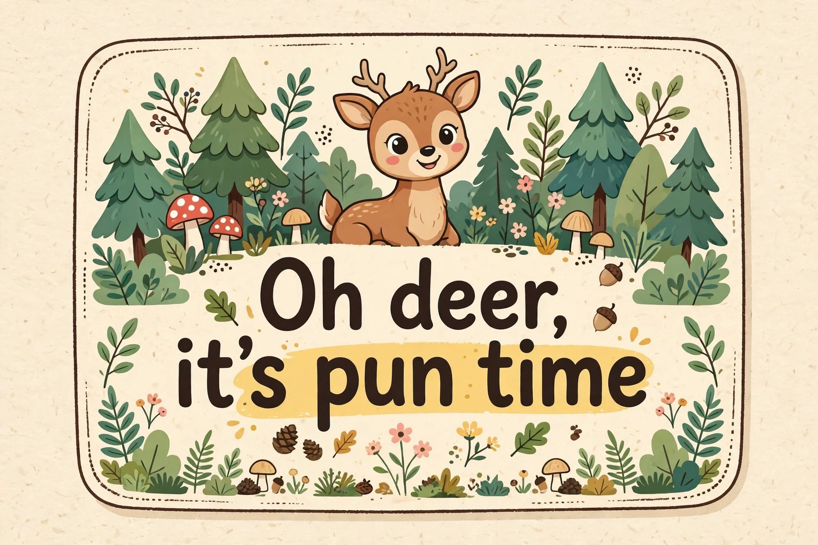 oh deer its pun time funny caption card forest