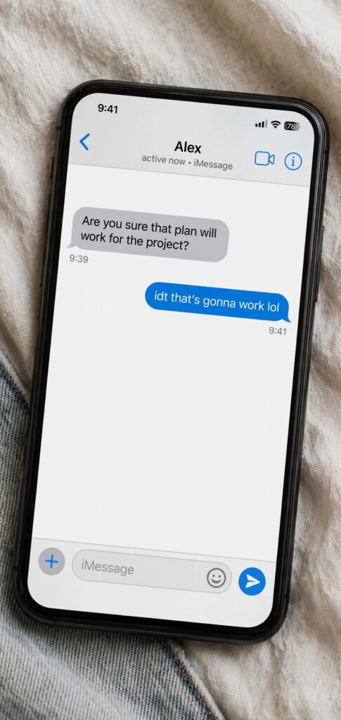 idt thats gonna work text message mockup