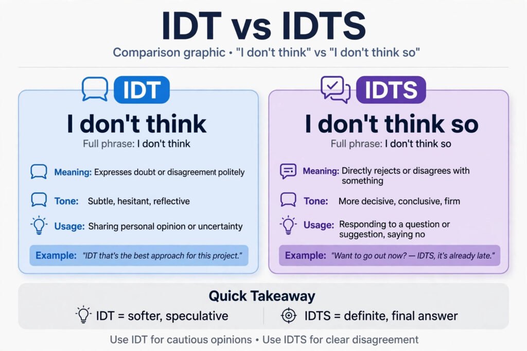idt vs idts comparison i dont think versus i dont think so