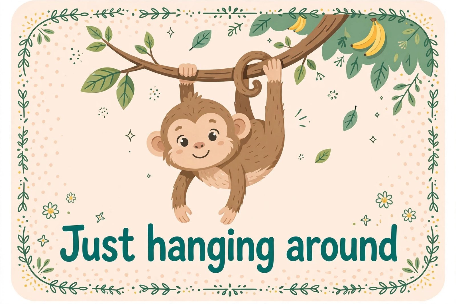 just hanging around funny caption card monkey