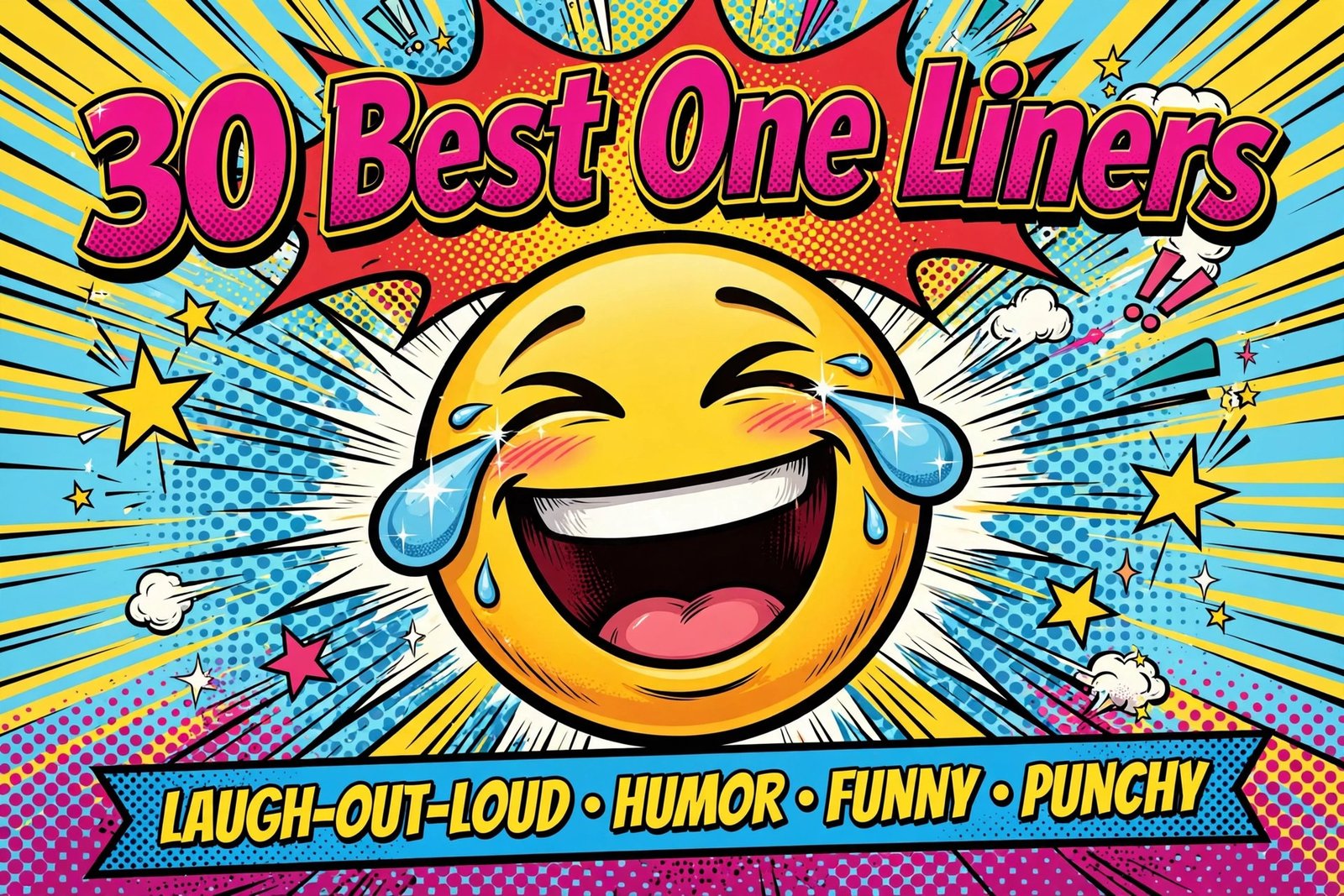 bold comic graphic 30 best one liners typography laughing emoji